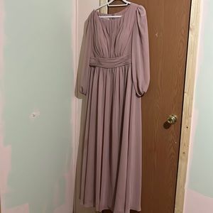Long pink bridesmaid or prom dress
